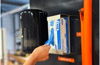 Stainless steel glove dispenser – M (22x12x7cm)
