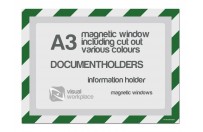 Magnetic windows A3 incl. cut out (various colours) | Green / White