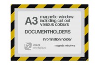 Magnetic windows A3 incl. cut out (various colours) | Zwart / Geel