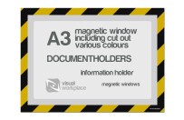 Magnetic windows A3 incl. cut out (various colours) | Zwart / Geel