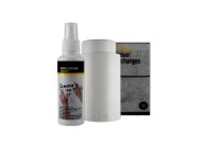 Whiteboard eraser with refill and whiteboard cleaning spray